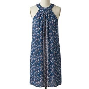 Francescas Blue Rain Midi Dress Size M Blue Pink Floral Sleeveless Boho Artsy